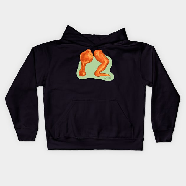 Chicken wing set with wing and drumette Kids Hoodie by Snacks At 3